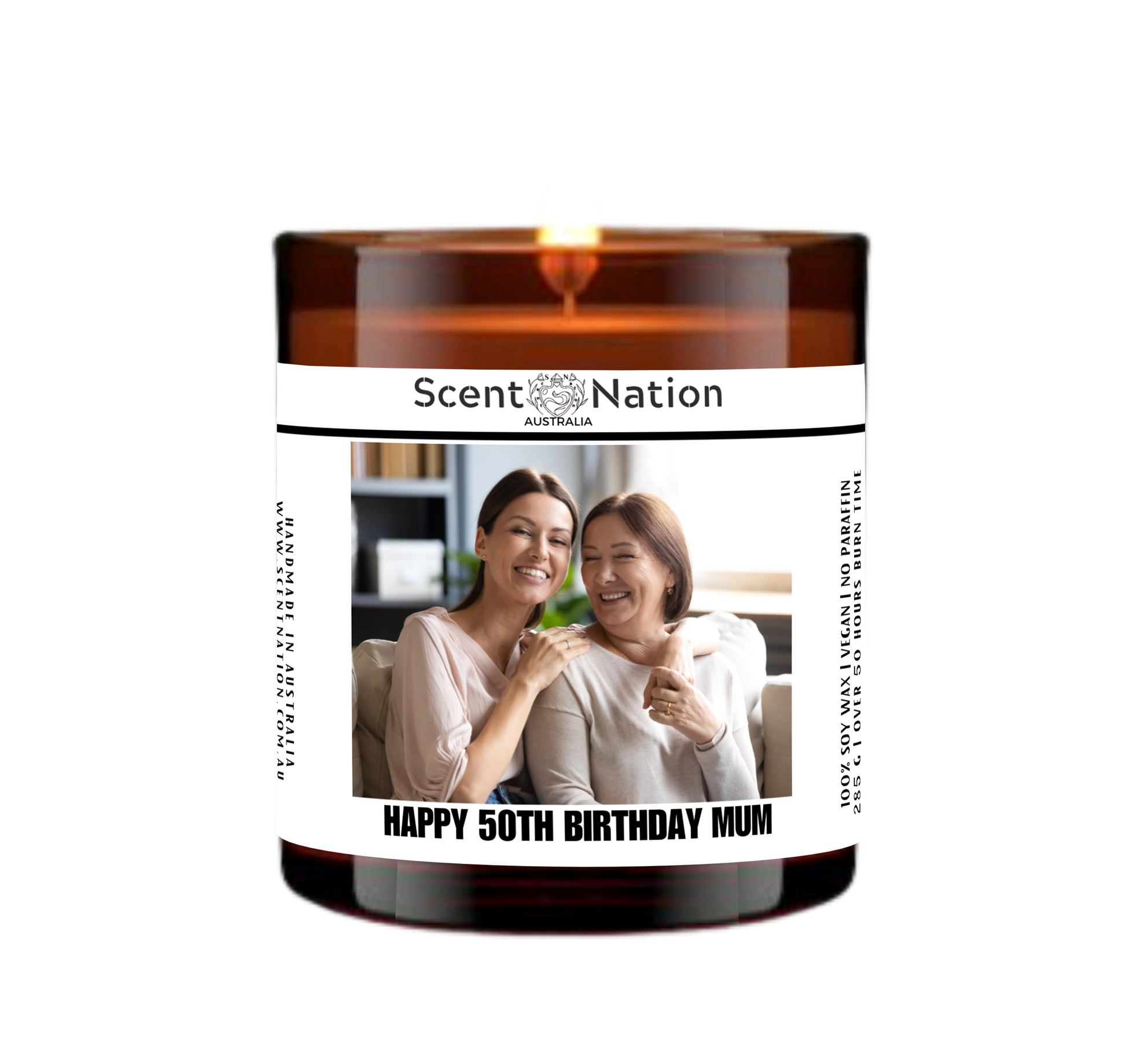 50th Birthday Gift - Personalised Candle for Mum