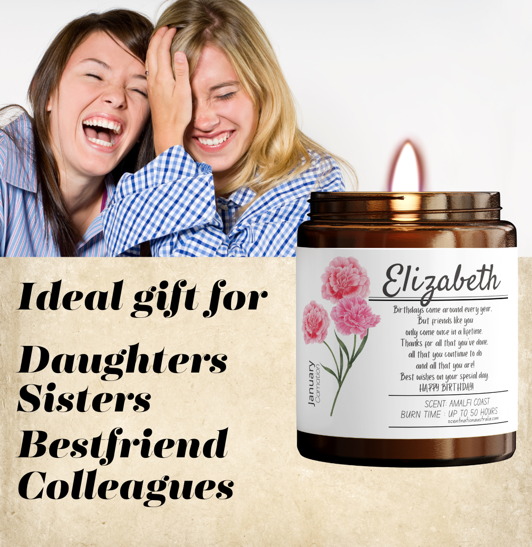 Birth Flower Birthday Gift for Her Personalised Candle