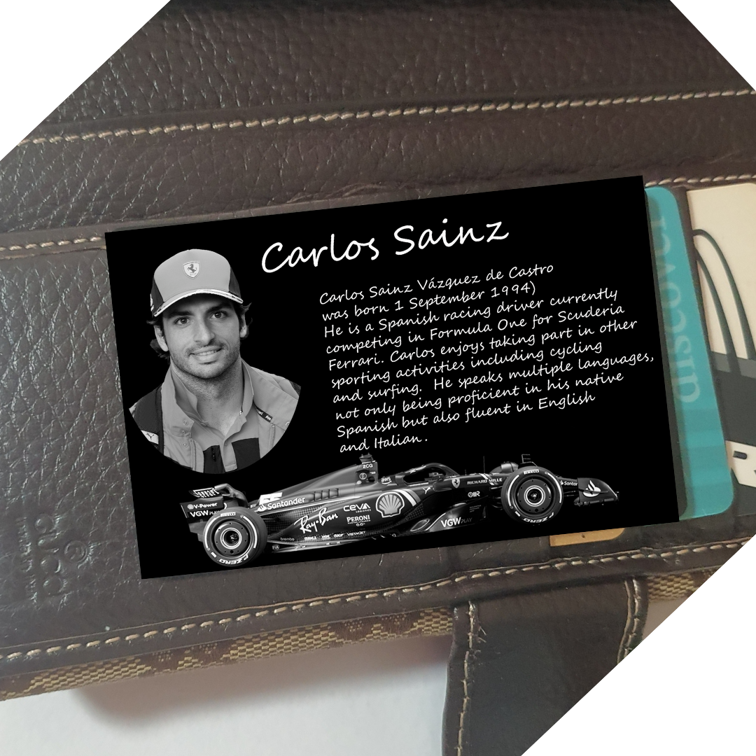 F1 Formula One Merch - Carlos Sainz Metal Wallet Card