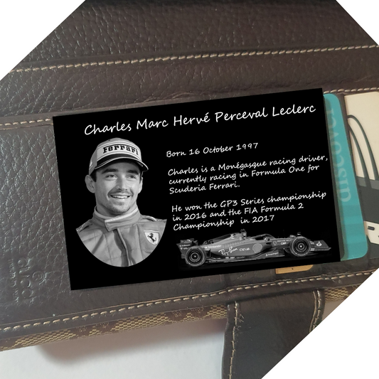 F1 Formula One Merch - Charles LeClerc Metal Wallet Card