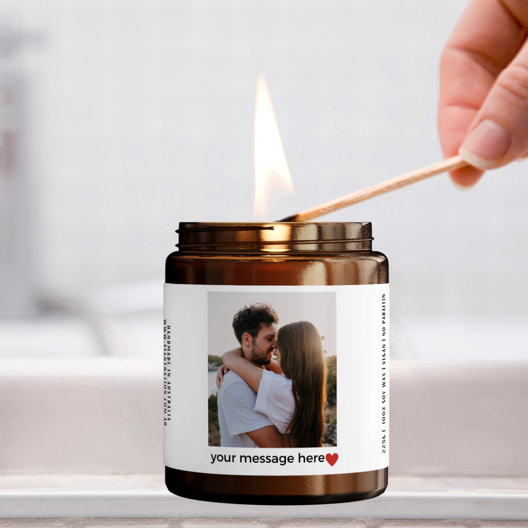 Custom candle with picture-perfect for anniversary gift