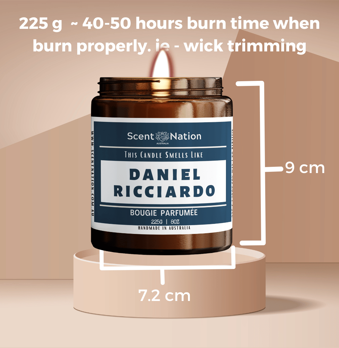 Daniel Ricciardo F1 merch candle, Formula 1 gift