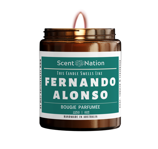 Fernando Alonso Formula 1 F1 Candle Merch