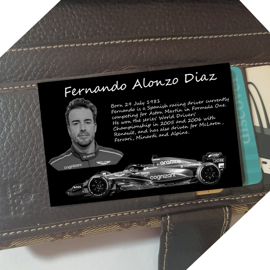 F1 Formula One Merch - Fernando Alonzo Metal Wallet Card