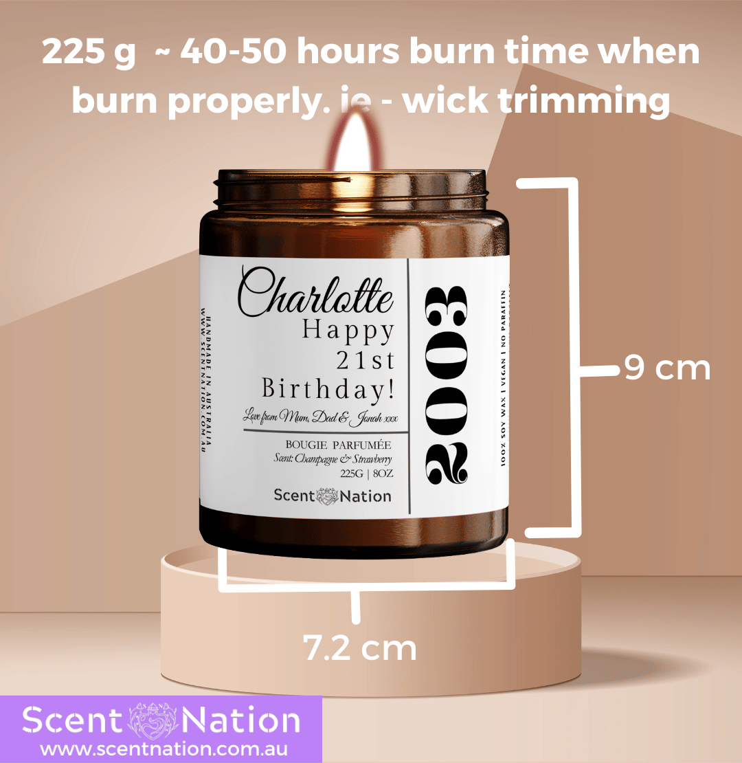 21st Birthday Gift Ideas - Personalised Candle