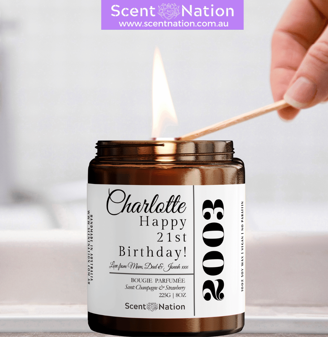 21st Birthday Gift Ideas - Personalised Candle