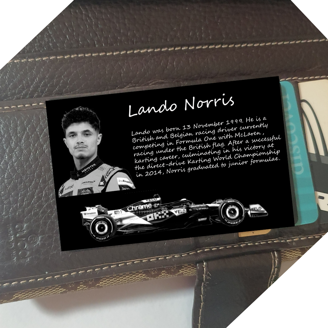 F1 Formula One Merch - Lando Norris Metal Wallet Card