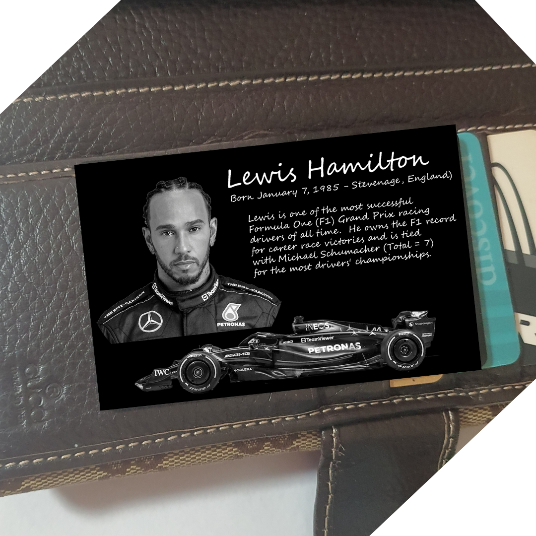 F1 Formula One Merch - Lewis Hamilton Metal Wallet Card