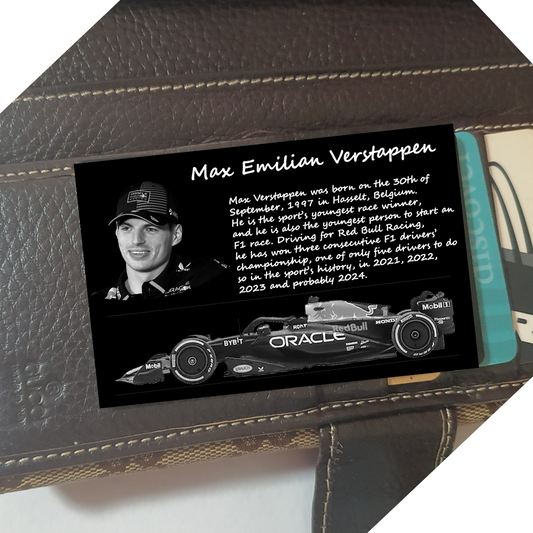 F1 Formula One Merch - Max Verstappen Metal Wallet Card