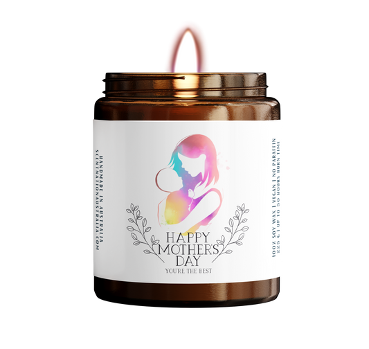 Perfect Gift for Mother's Day - Mothers Day Candle with label saying Happy Mother's Day