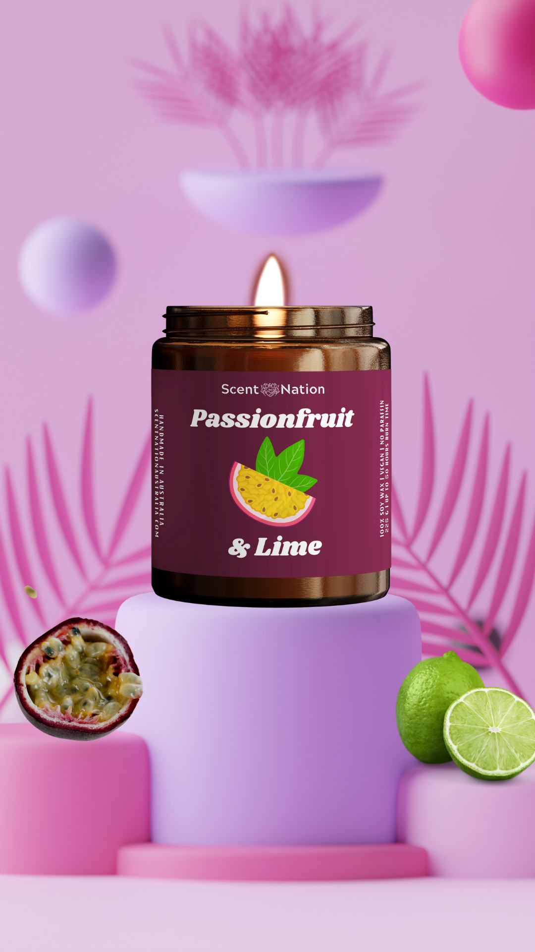 Passionfruit and Lime Scented Soy Candle