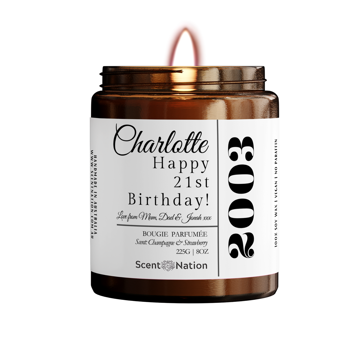 21st Birthday Gift Ideas - Personalised Candle Gift