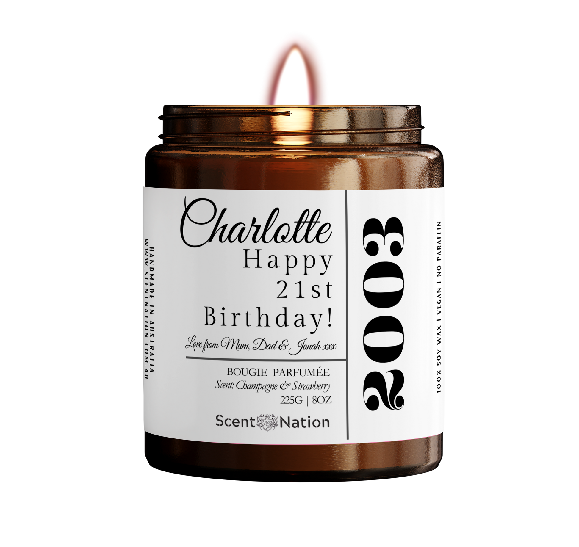 21st Birthday Gift Ideas - Personalised Candle Gift