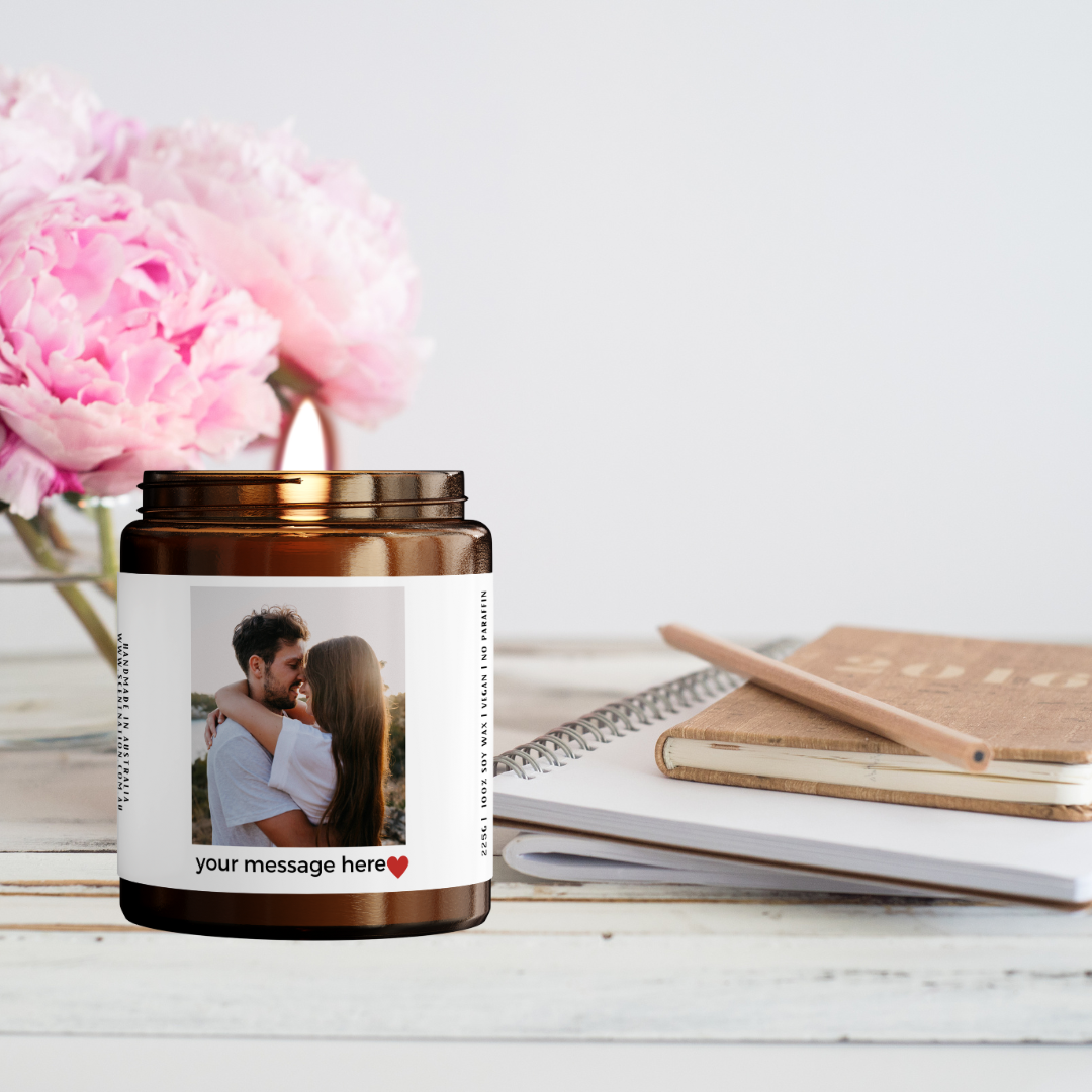 Personalised candle in living room-ideal anniversary gift idea