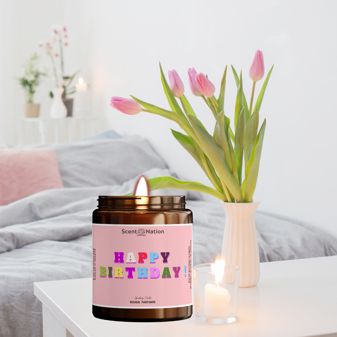 Scented candle on bedside table-perfect for birthday gifts for mum