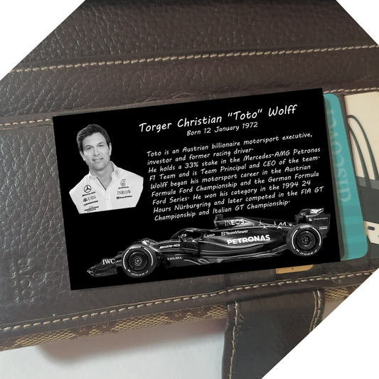 F1 Formula One Merch - Toto Wolff Metal Wallet Card